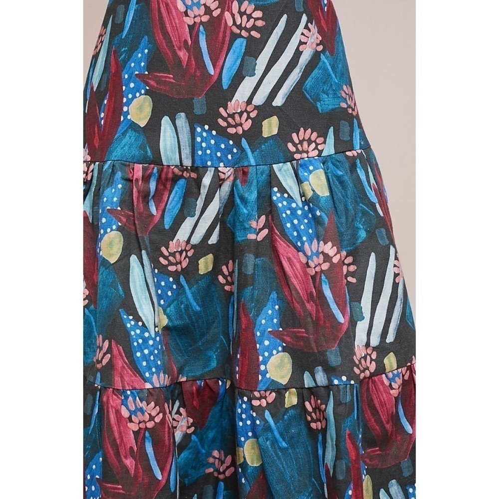 NWT Anthro Eva Franco Tiered Mosaic Floral Dress M - Picture 7 of 10